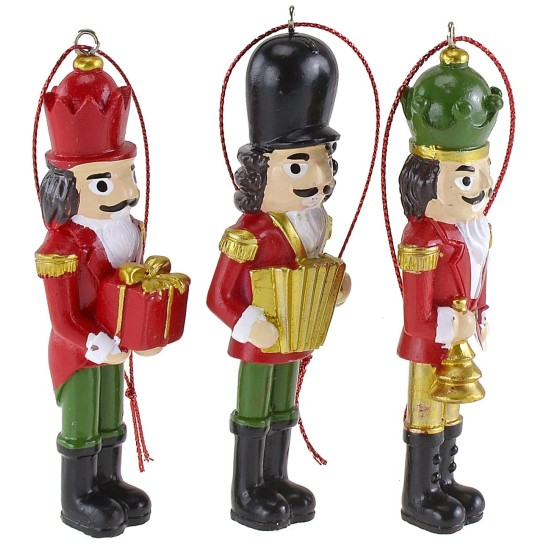 Juego de 6 soldaditos colgantes para árbol de Navidad de 10 cm