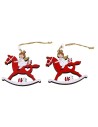 Set 2 angeli a cavallo rosso in legno cm 8x9 h per albero di