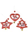 Set of 3 assorted Christmas tree hangers with bell