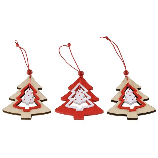 Juego de 3 colgadores de árbol de madera de 6,8x8 cm para