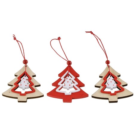 Set 3 appendini albero in legno cm 6,8x8 h Natale legno