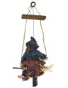 Befana insegna welcome d'appendere con luci e suoni 44 cm