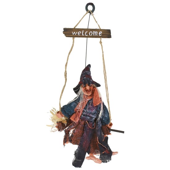 Befana enseña welcome para colgar con luces y sonidos 44 cm