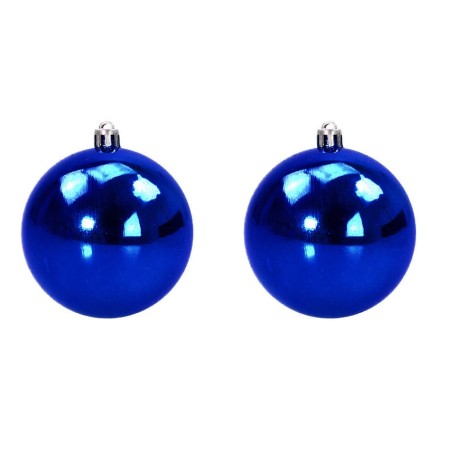 Set 2 palline blu per albero di Natale ø 10 cm