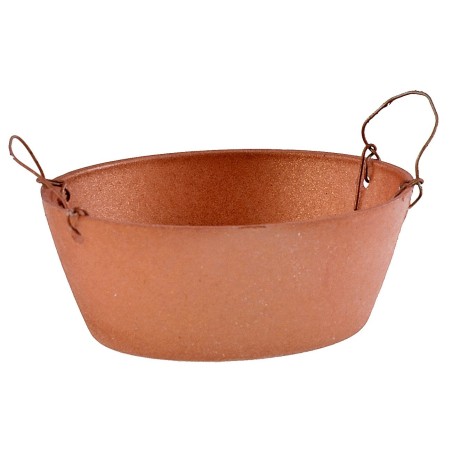 Tina ovalada color cobre 4,8 cm con asas, ovalada, tina, cobre.
