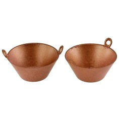 Juego de 2 cacerolas color cobre de ø 3,4 cm de altura, cacerolas, asas.