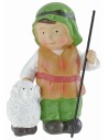 Shepherd with lamb in resin 10 cm Oliver child style