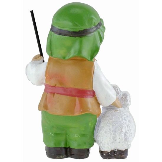 Shepherd with lamb in resin 10 cm Oliver child style