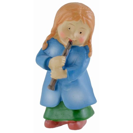 Shepherdess with flute in resin 10 cm Oliver child style