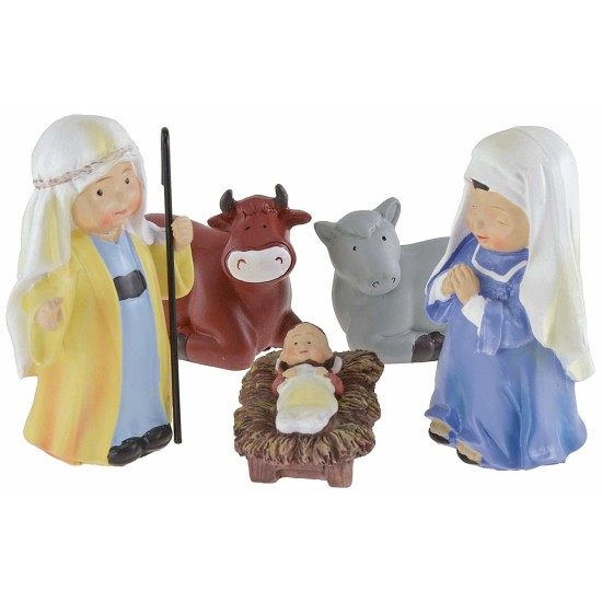 Natividad 5 figuras en resina de 10 cm estilo niño Oliver