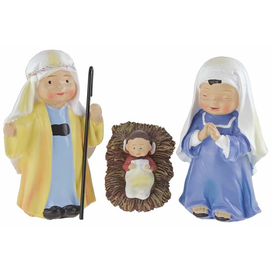 Natividad 5 figuras en resina de 10 cm estilo niño Oliver