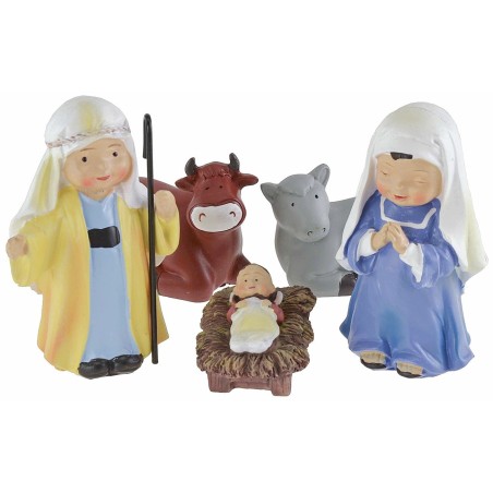 Nativity 5 subjects in resin 10 cm Oliver child style