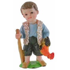 Pastorcito con gallo en resina de 7 cm estilo niño Oliver