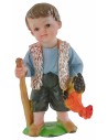 Pastorcito con gallo en resina de 7 cm estilo niño Oliver