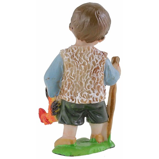 Pastorello con gallo in resina cm 7 stile bambino Oliver