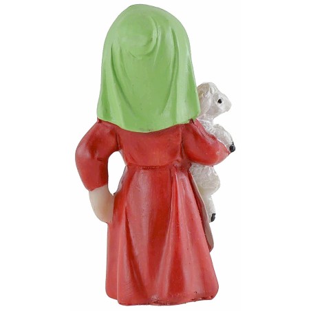 Shepherdess with lamb in resin 7 cm Oliver child style