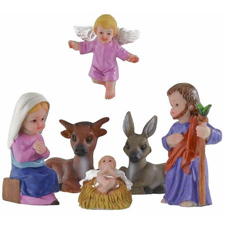 Natività 6 soggetti in resina cm 7 stile bambino Oliver