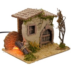 Casolare rustico con fuoco funzionante cm 19x15x14,5 h 2