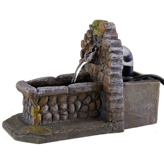 Fuente funcional efecto piedra en resina de 7.5x15.5x11 cm (alto).