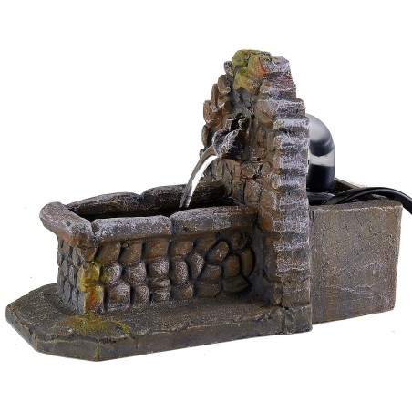 Fuente funcional efecto piedra en resina de 7.5x15.5x11 cm (alto).