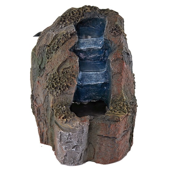 Cascada de resina en funcionamiento efecto roca de 9x12x11,5 cm