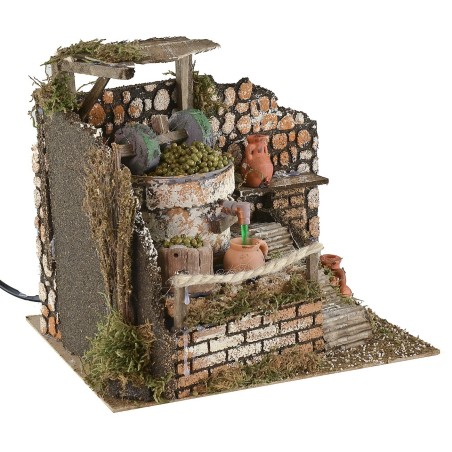 Scenografia con frantoio funzionante cm 24x21x22 h