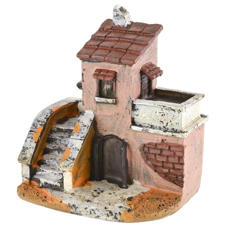 Casa in resina con scalinata cm 7,5x5,5x9 h