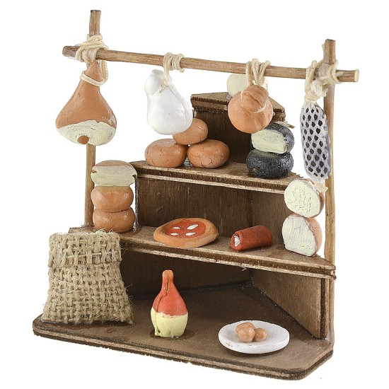 Bancarella ad angolo con formaggi cm 8x6x5,6 h altezza