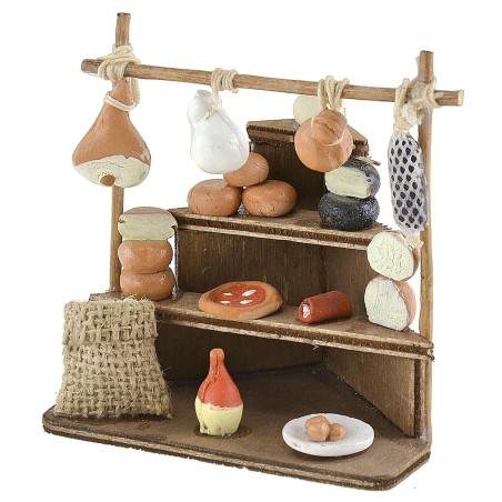 Bancarella ad angolo con formaggi cm 8x6x5,6 h altezza