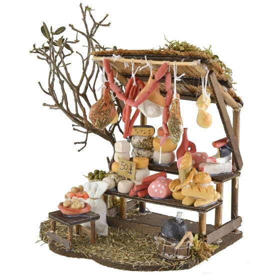 Scenography with stall of mixed products 16x13.5x20 cm h