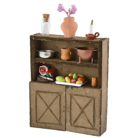 Estante de madera con accesorios de 9,5x3x12 cm de altura, madera.