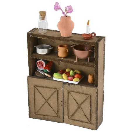 Estante de madera con accesorios de 9,5x3x12 cm de altura, madera.