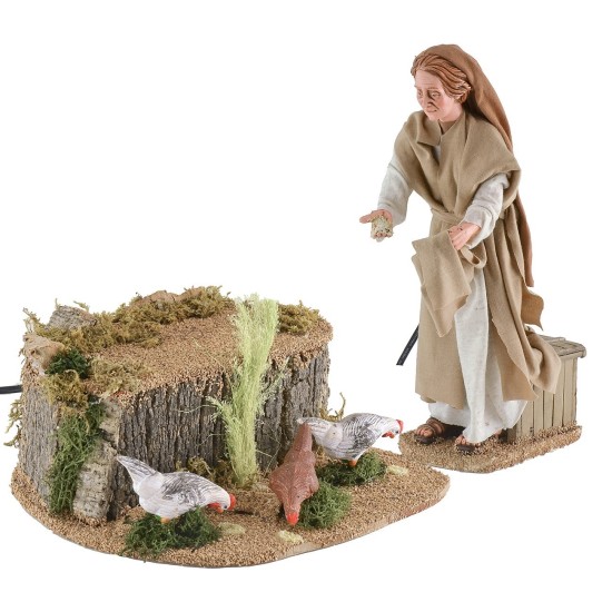 Tres gallinas que picotean en movimiento para estatuas de 20 a 30 cm.