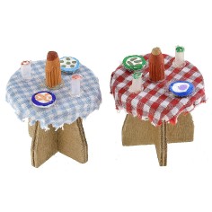 Tavolo rotondo apparecchiato in colori assortiti ø 3,7x3,6 h