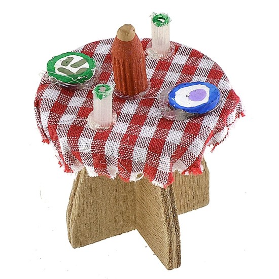 Tavolo rotondo apparecchiato in colori assortiti ø 3,7x3,6 h