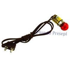 E10 lamp holder + plug + lamp. Red