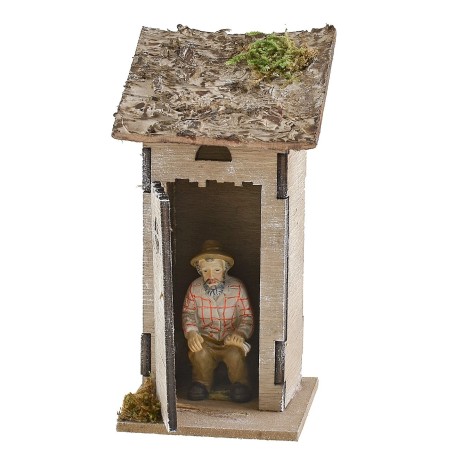 Latrina in legno per presepe cm 6x6x13 h