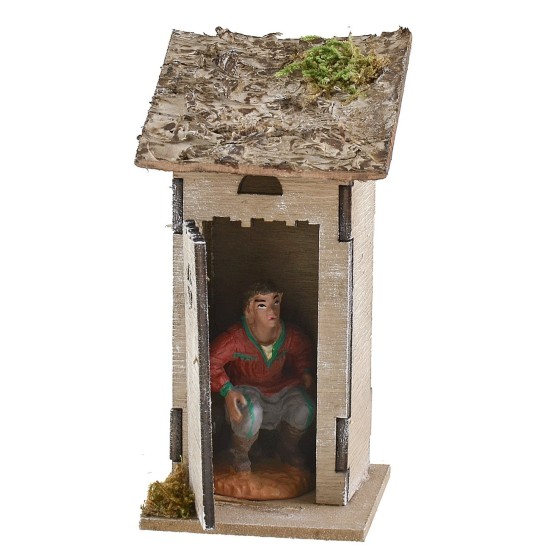 Latrina in legno per presepe cm 6x6x13 h statuine, latrina