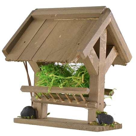 Mangiatoia in legno con fieno per presepe cm12x10x13 h
