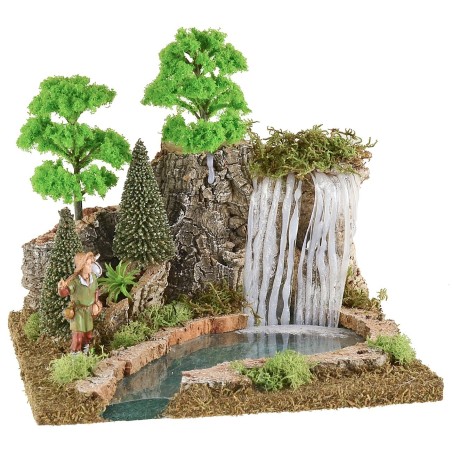 Cascada de montaña y lago para belén de 25x21x22 cm de altura.