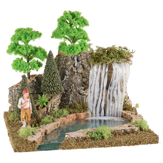 Cascata di montagna e lago per presepe cm 25x21x22 h