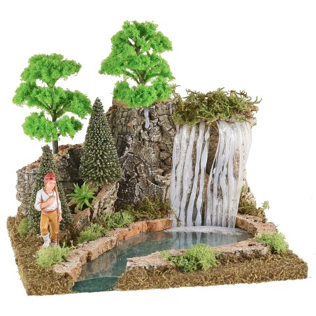 Mountain waterfall and lake for nativity scene 25x21x22 cm h