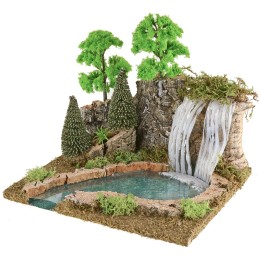 Cascada de montaña y lago para pesebre cm 25x21x22 h