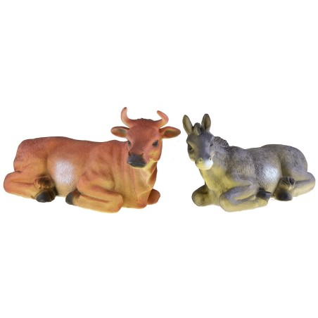 Ox and donkey in resin recommended for 30 cm statues