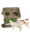 Wooden manger with hay for nativity scene cm12x10x13 h