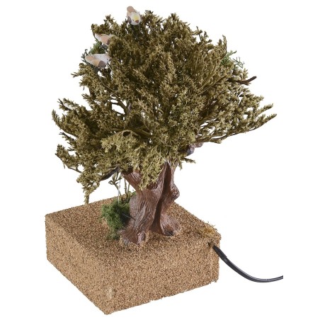 Albero cm 25 con 4 uccellini in movimento pianta, base
