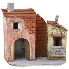 Casa per presepe con portone e balcone cm 17x9x16 h