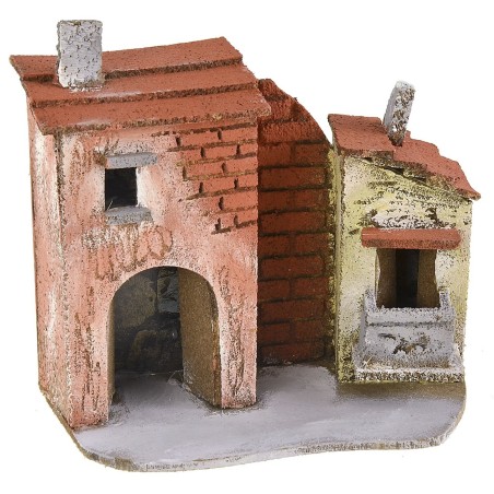 Casa per presepe con portone e balcone cm 17x9x16 h balcone