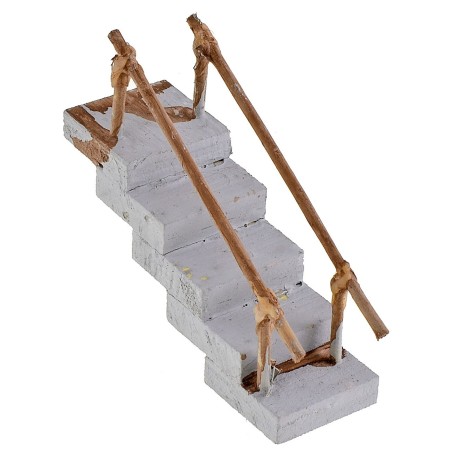 Scala dritta in legno con corrimano cm 2,8x8,8x4,1 h