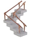 Corner wooden staircase with handrail, dimensions 7.5x7.5x5.7 cm h